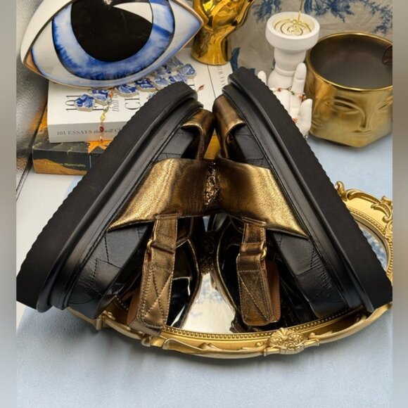 🆕 KURT GEIGER LONDON 🧿 NWOB Orson Cross Strap Sandal, Gold Bronze - Sz 38 7.5 - Picture 13 of 16